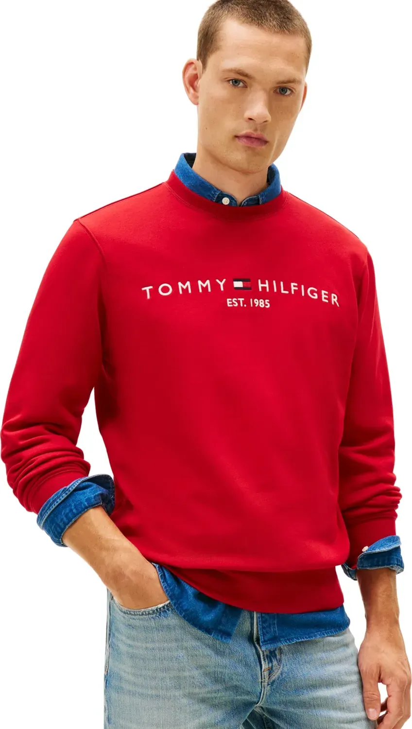 Tommy Hilfiger felpa uomo girocollo blu Desert Sky