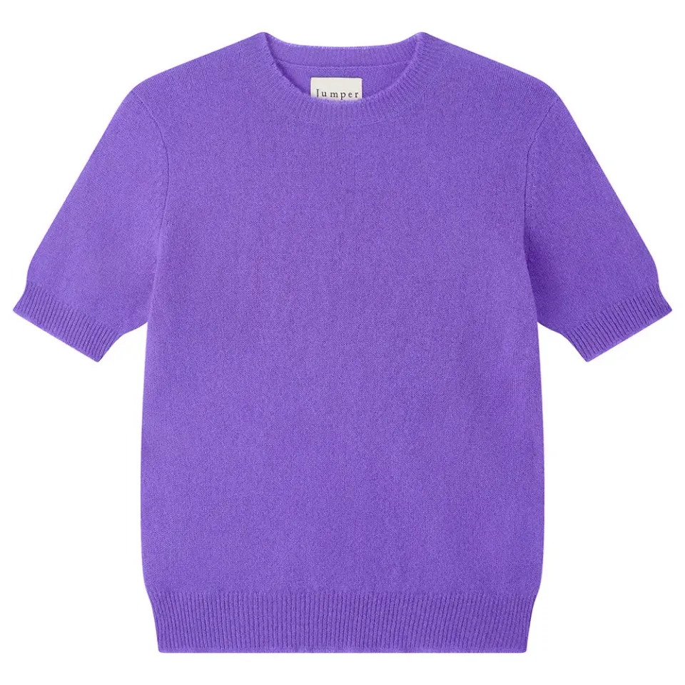 JUMPER 1234 Distressed T-Shirt maglietta cashmere viola leggero