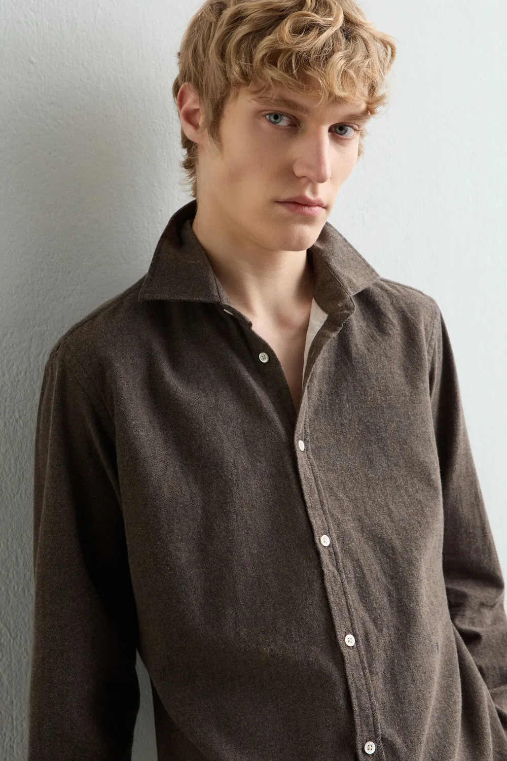 Massimo Alba Genova camicia marrone cotone regolare