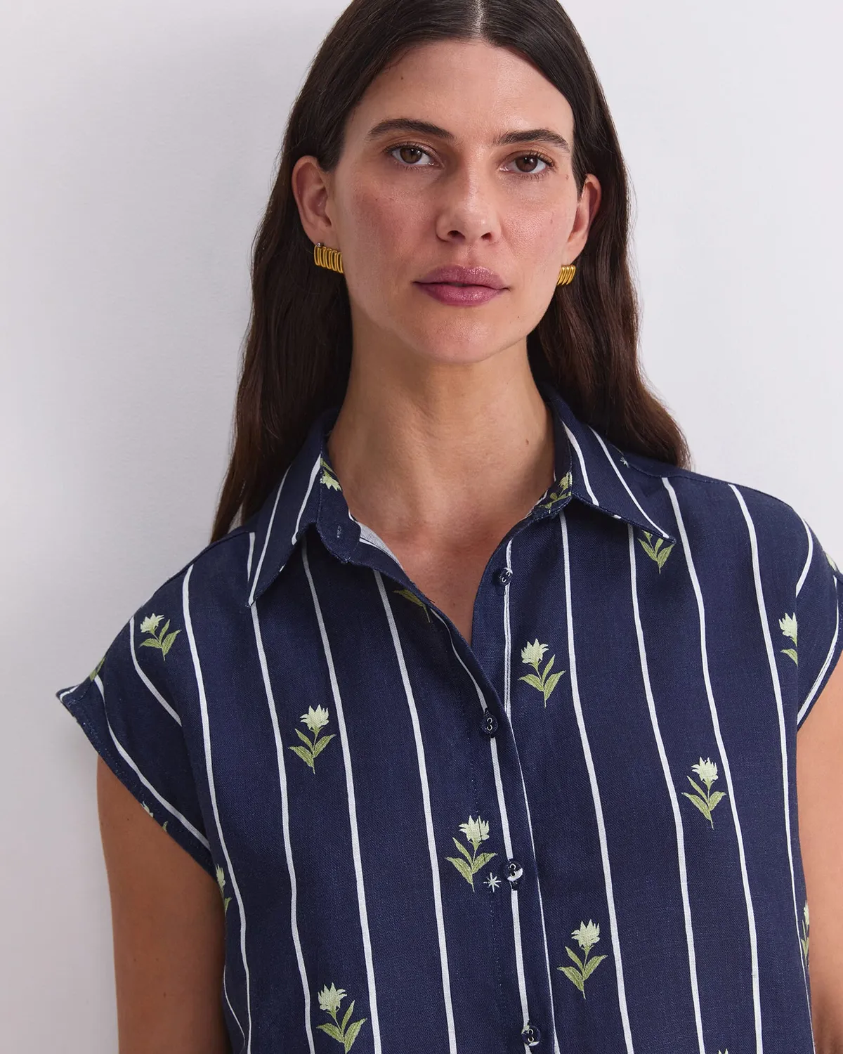 Sportscraft Hampton camicia lino donna righe floreali