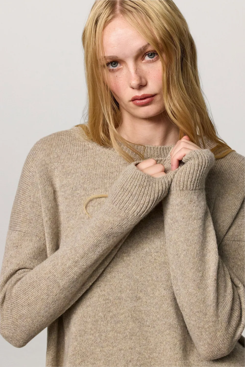 Massimo Alba Francesca maglione girocollo pearl grey