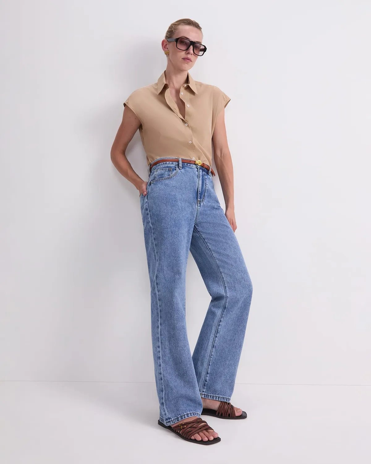 Sportscraft Simmi jeans donna dritti vita alta blu