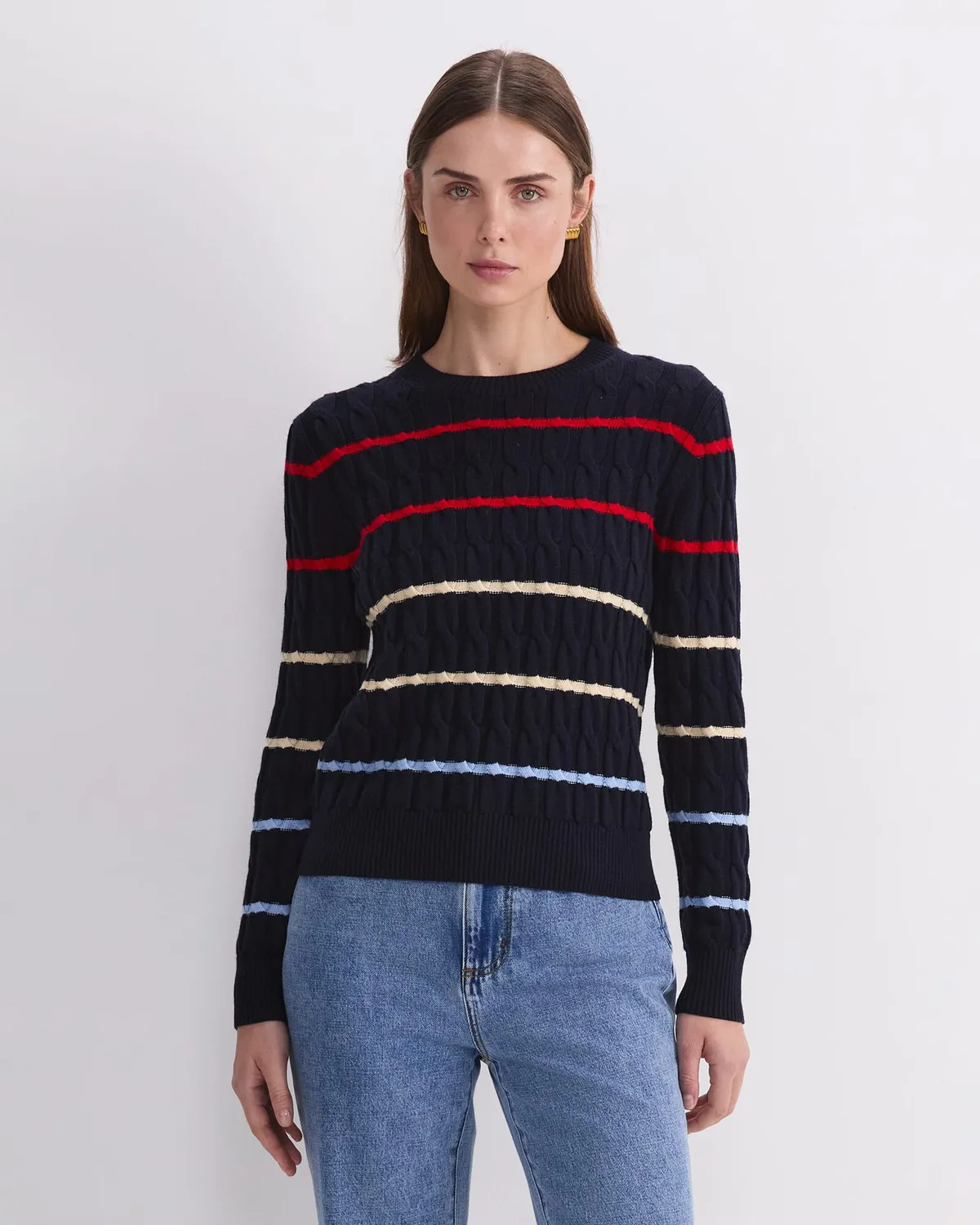 Sportscraft Merino Cable Sweater maglione lana trecce