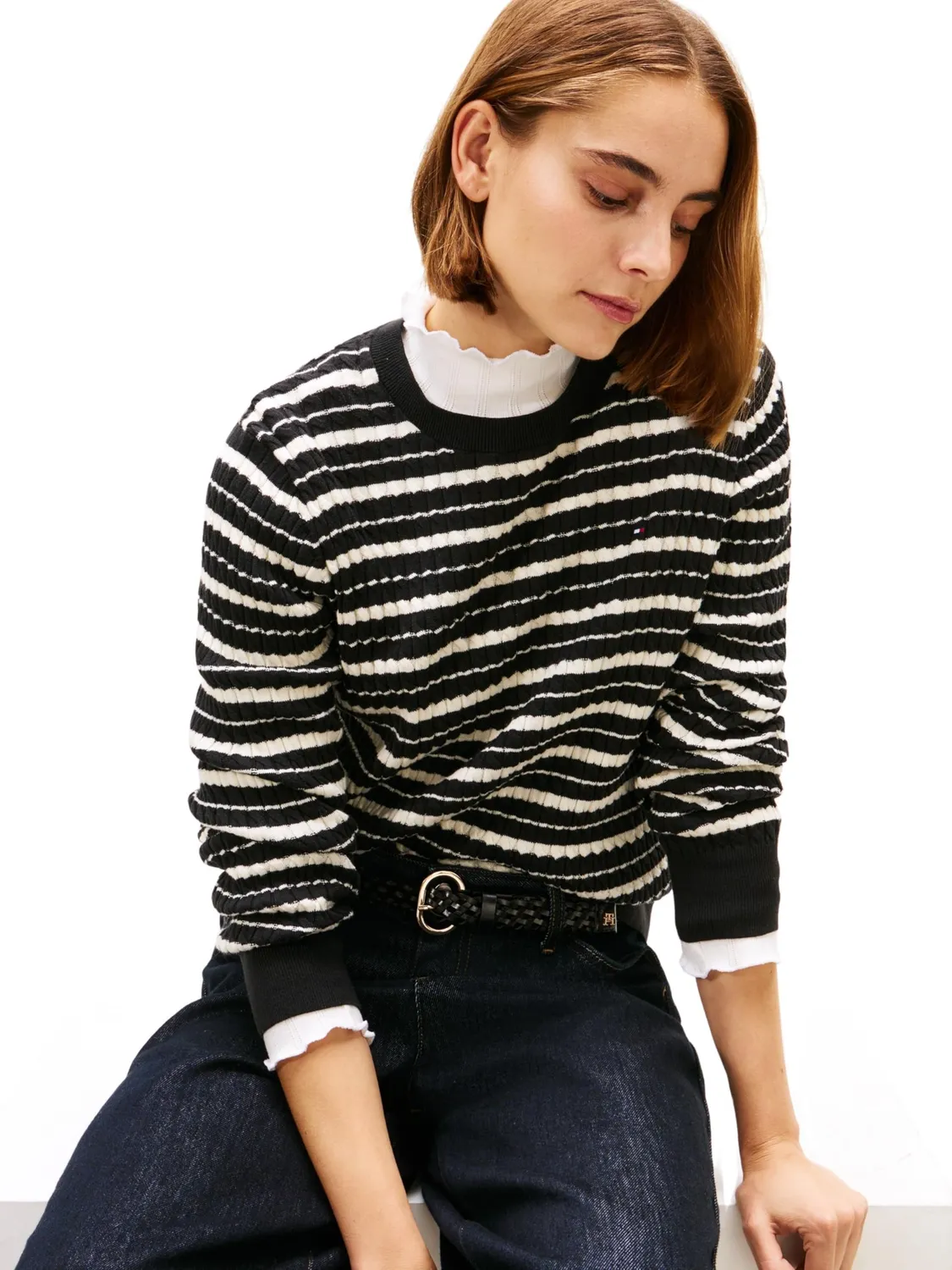 Tommy Hilfiger Cotton Cable Fine maglione donna cotone