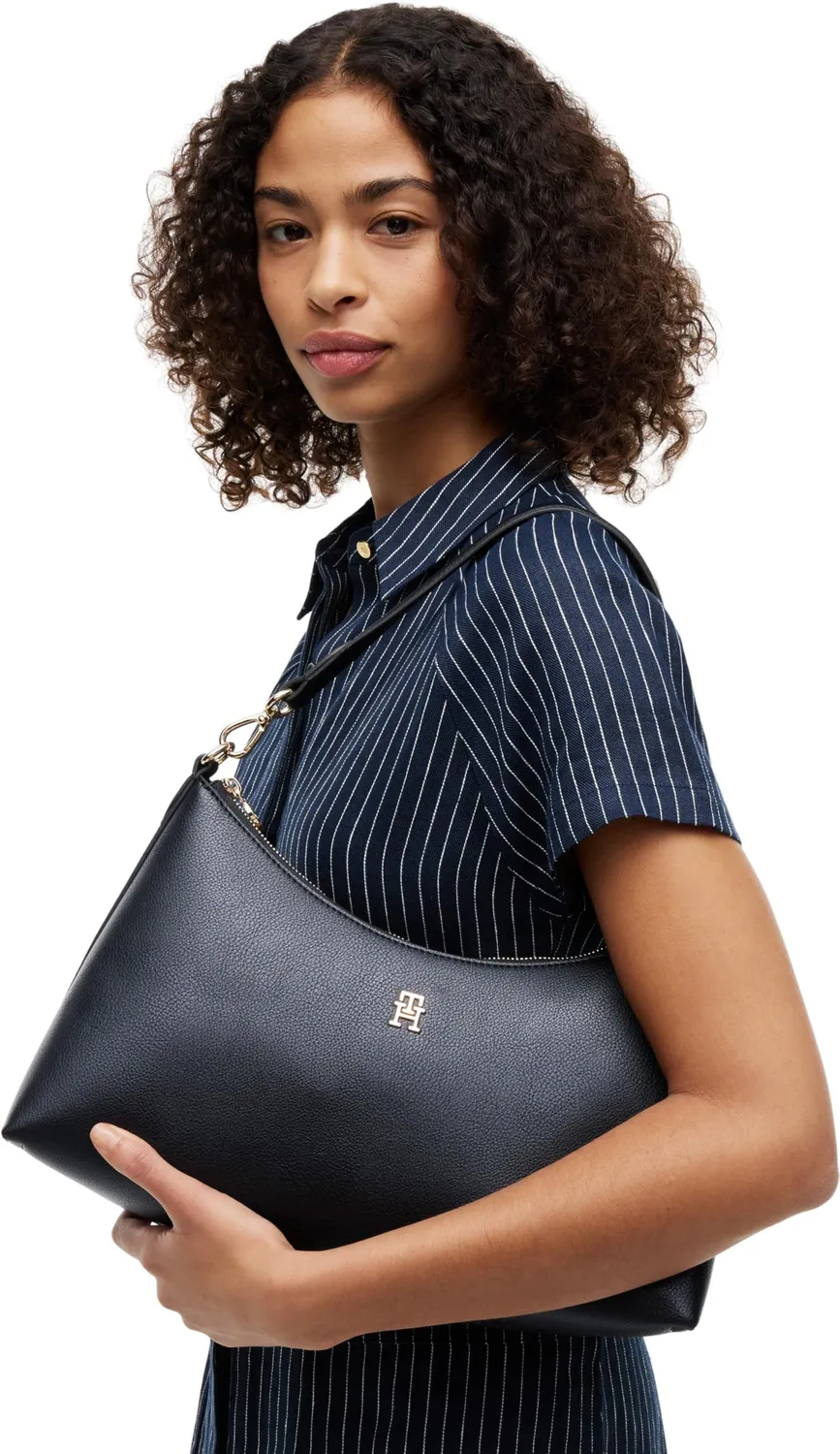 Tommy Hilfiger Icon Borsa a Spalla Donna Nera Monete