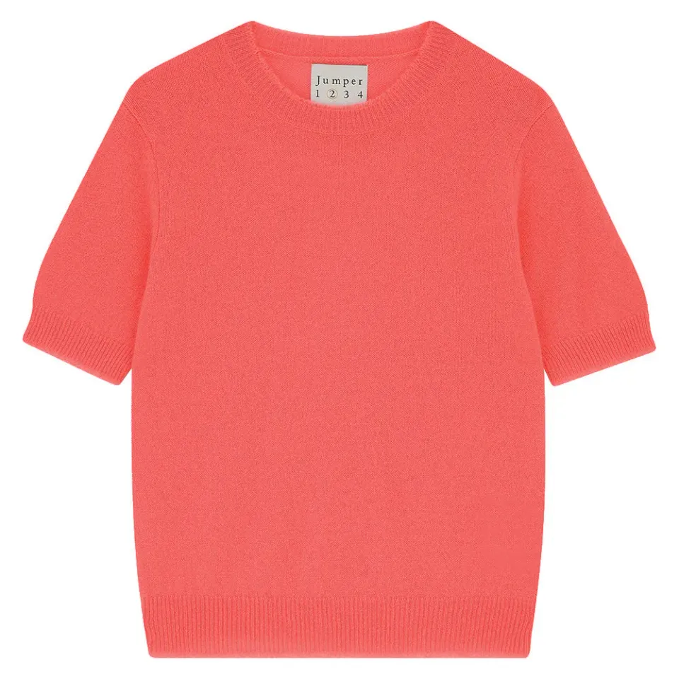 Jumper 1234 Cashmere Distressed T Shirt maglietta corallo leggera