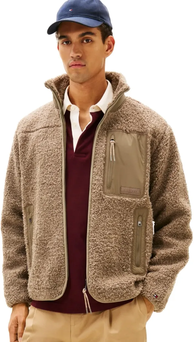 Tommy Hilfiger Teddy Fleece MW0MW40420 felpa zip beige taglia M