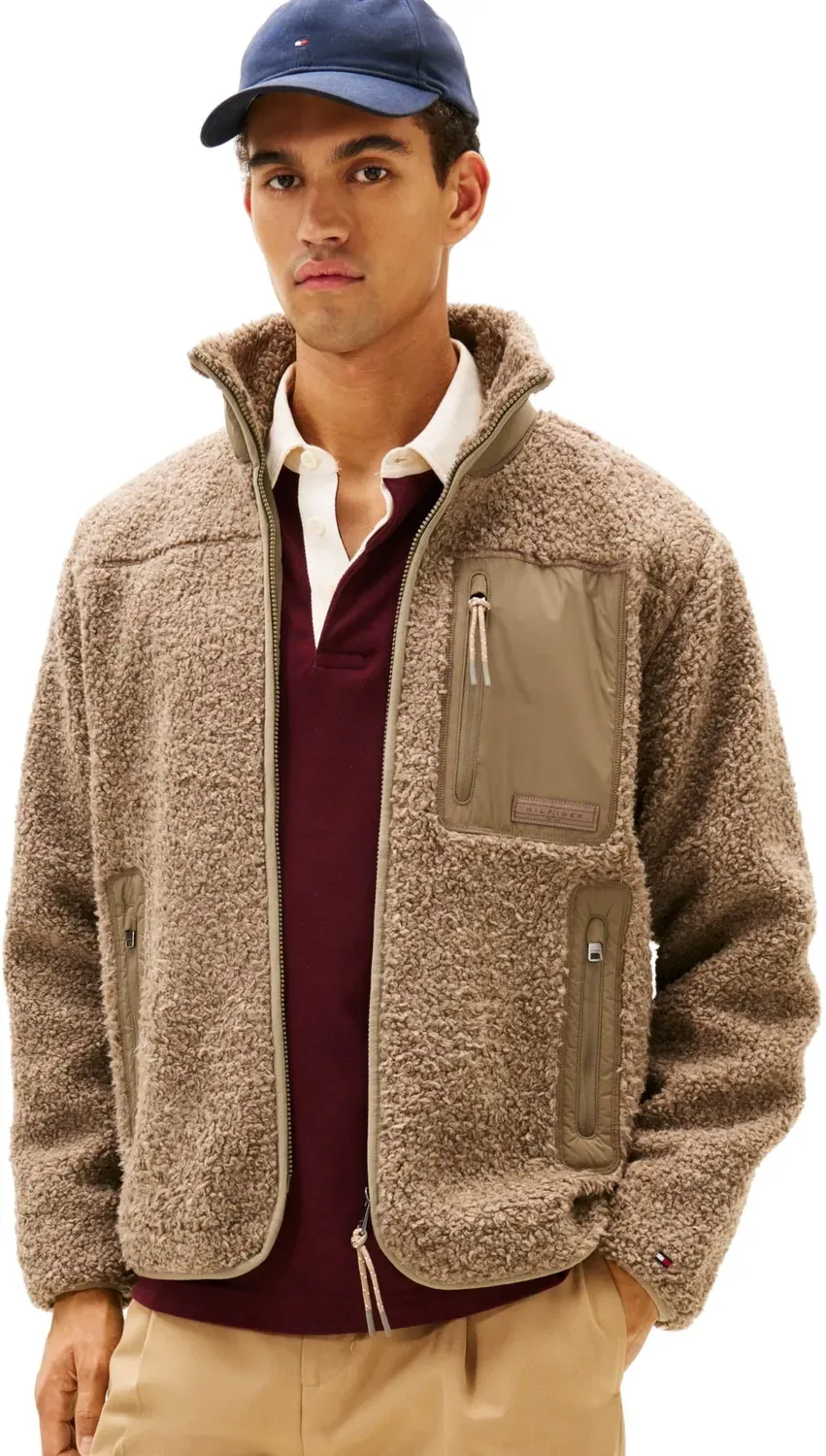 Tommy Hilfiger Teddy Fleece MW0MW40420 felpa zip beige taglia M