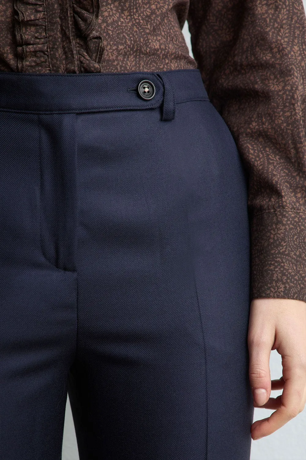 Massimo Alba Lamna pantaloni palazzo donna blu lana vergine