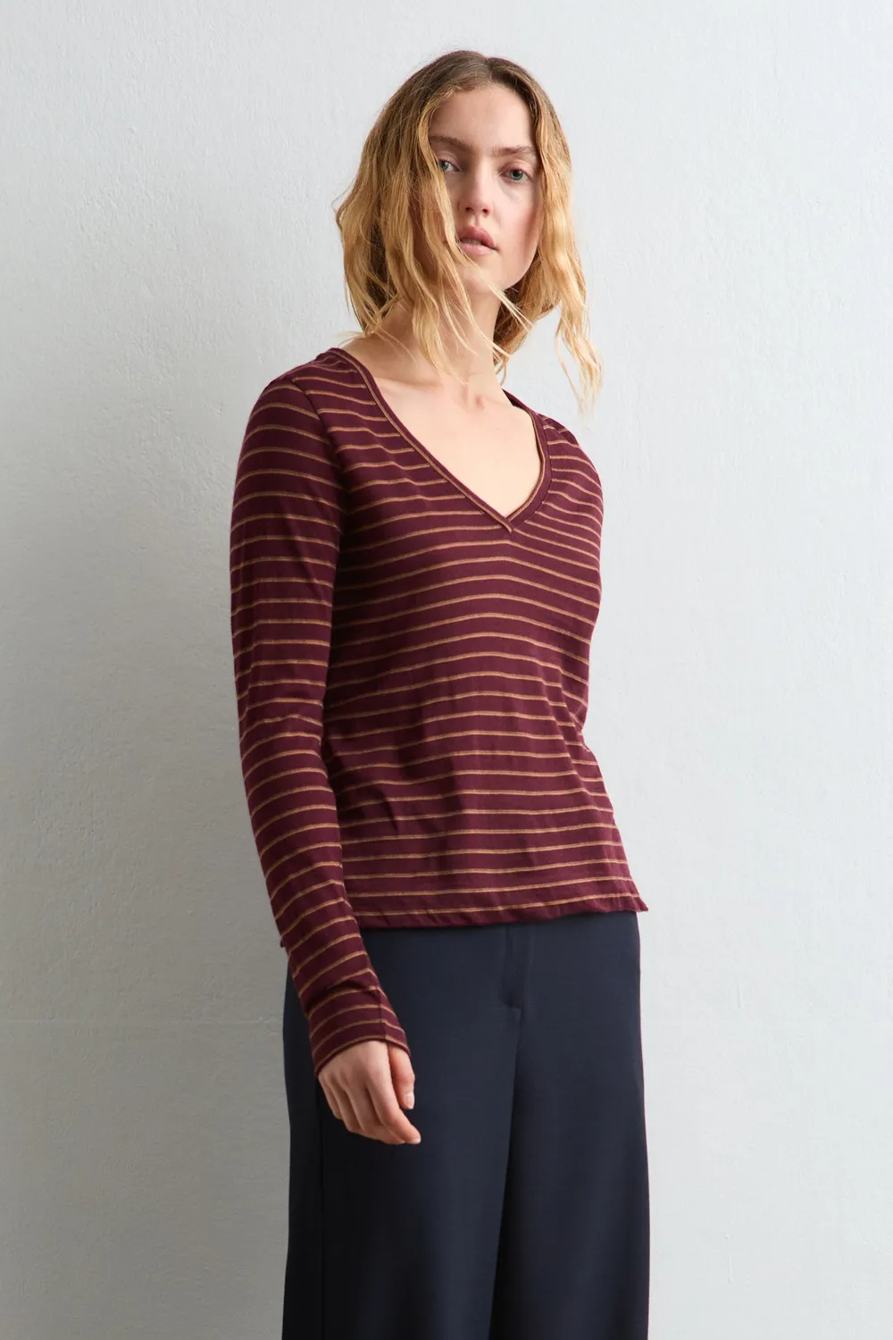 Massimo Alba Leeds maglia donna Bordeaux lana vergine