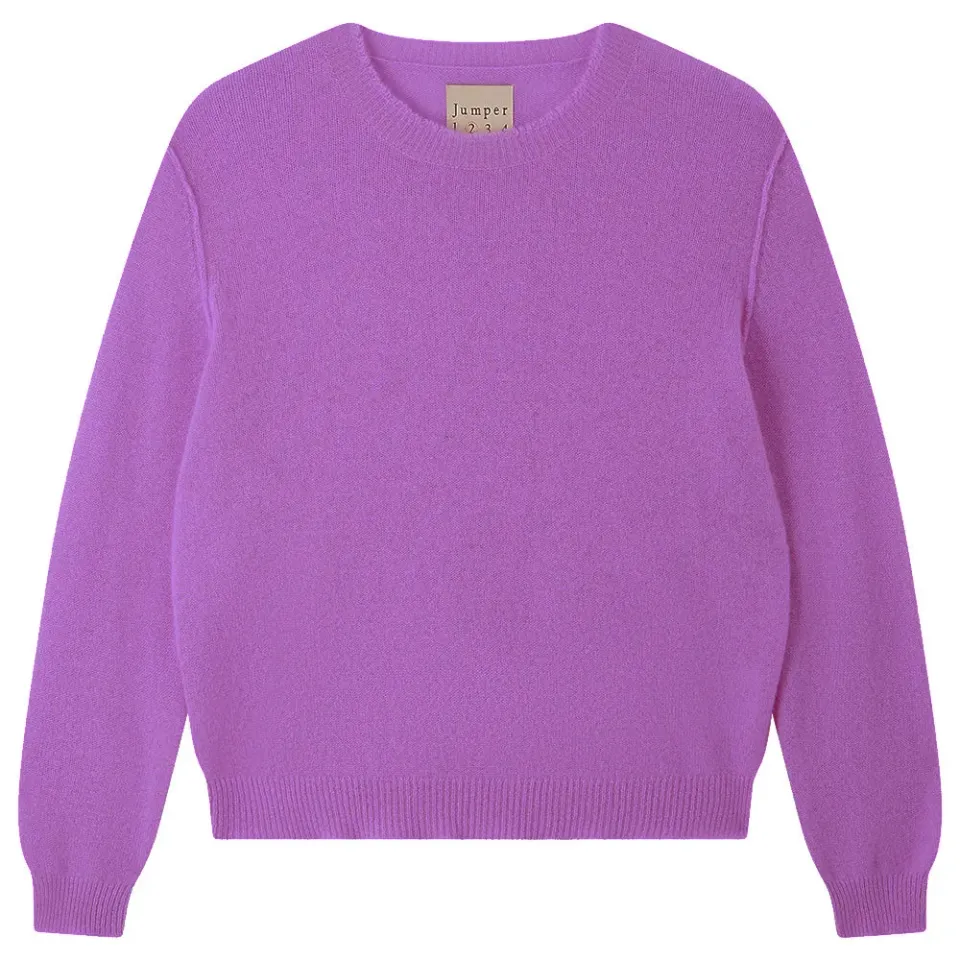 Jumper 1234 Distressed Crew maglia viola cashmere