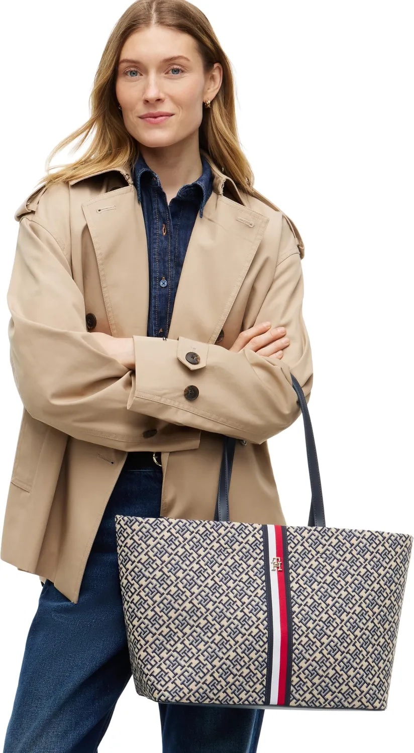 Tommy Hilfiger TH Jacquard Ess AW0AW19063 tote blu jacquard
