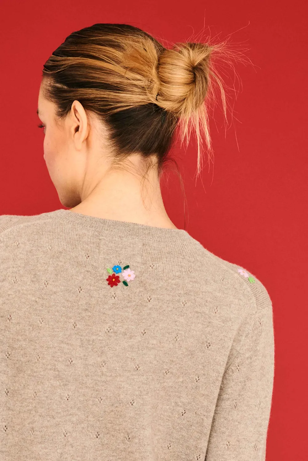 Jumper 1234 Floral Crew maglione lana cashmere marrone