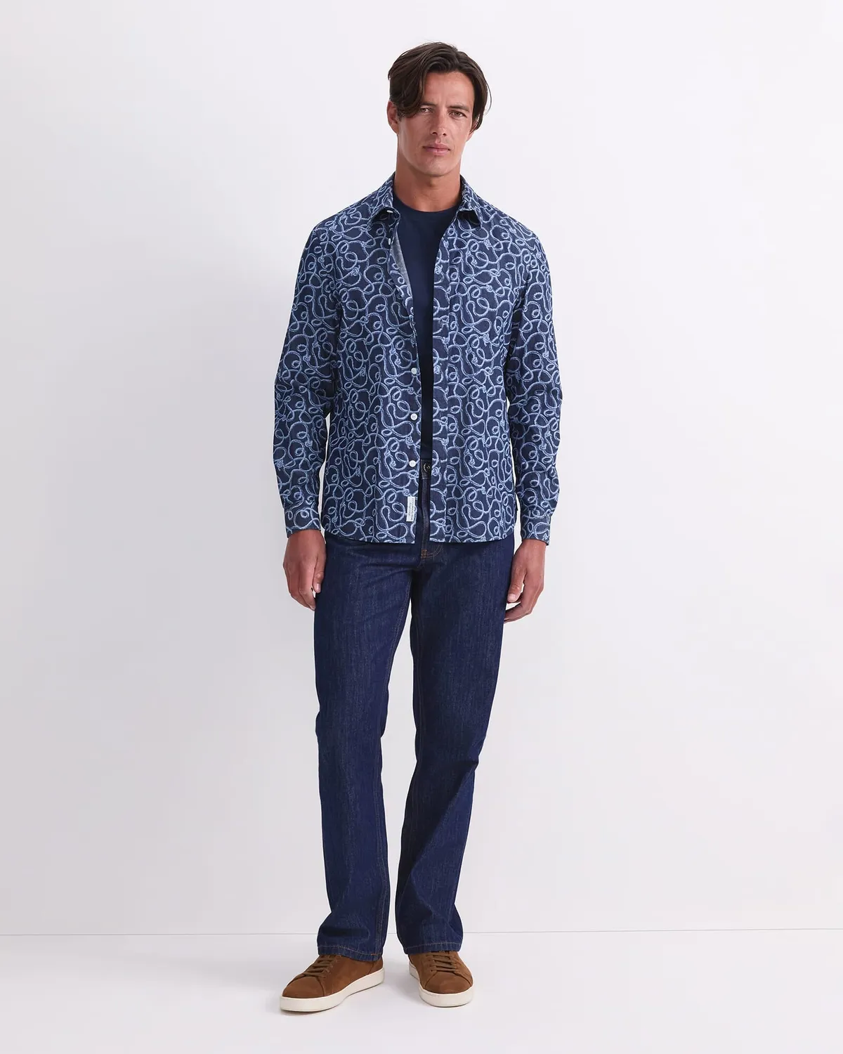 Sportscraft Rope Long Sleeve camicia denim stampa corda